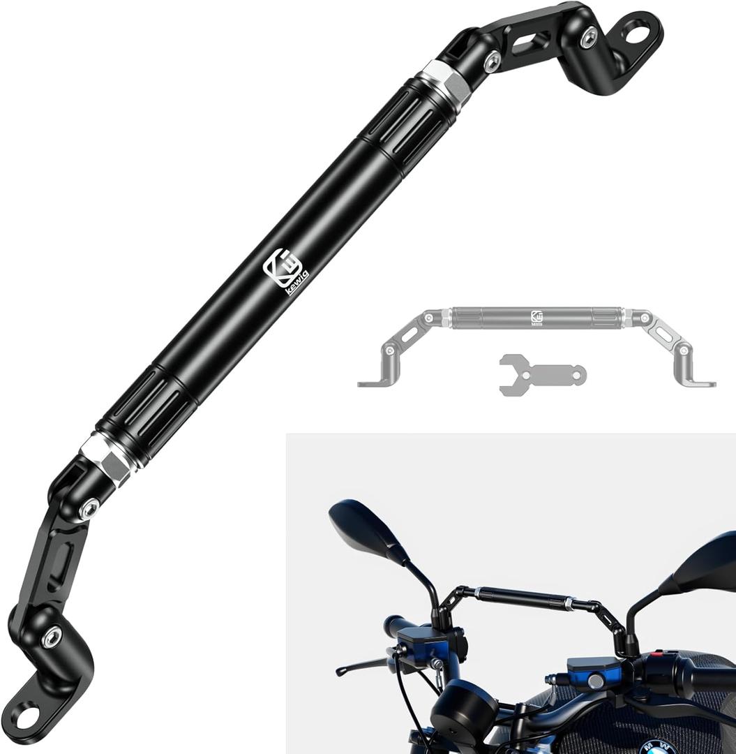BRCOVAN Motorcycle Cross Bar Fit M10 & M8 Rear-View Mirror Screw, Aluminum Alloy Handlebar Extender Extension, Length Adjustable Motorcycle Balance Bar Reinforce Lever