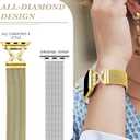 Metal Magnetic Band Compatible with Apple Watch 46mm 42mm 44mm 45mm 49mm 38mm 40mm 41mm, Stainless Steel Dressy Mesh Loop Strap with X-Shape Diamond Women