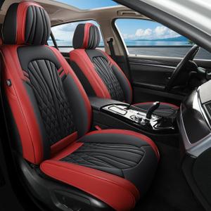 Car Seat Covers,Breathable and Waterproof Faux Leather Automotive Seat Covers for Cars SUV Pick-up Truck Sedan,Universal Anti-Slip Driver Seat Covers Wine Red (Front Pair)