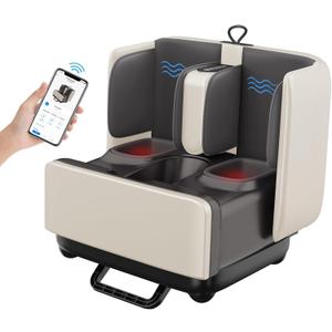 COMFIER 2-in-1 Shiatsu Foot Massager&Foot Rest,Foot and Calf Massager with APP Control,Heated Feet Massager for Foot Pain Relief,Gifts for Men Women (Off-white)