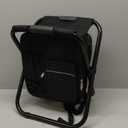 Kikerike Backpack Stool Cooler Chair Heavy Duty 400 LBS Max Load Portable Lightweight Folding Fishing Cooler for Camping Hunting Fishing - Black