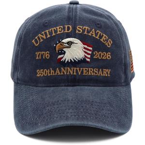 250 Anniversary USA Hat 250th Anniversary USA Baseball Cap Embroidered Patriotic Hat for Men & Women (One Size, 250th Eagle Blue)