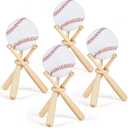 Maitys Baseball Stand Holder for Display Wooden Baseball Holder Stand Mini Sports Balls Bats Display Centerpieces Table Decorations Accessories for Friends Sports Lover Gifts