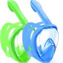 Kids Snorkel Mask Full Face, Snorkeling Gear for Kids 2-14 with Camera Mount, 180 Degree Panoramic View Snorkeling Set Anti-Fog Anti-Leak (Blue+Green)