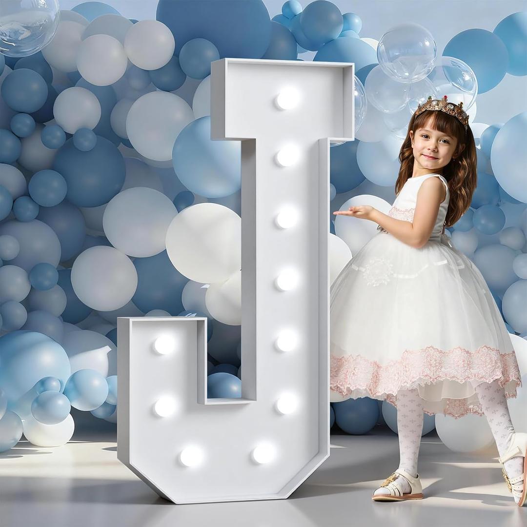 Marquee Letters 4 Feet Tall Large Light Up Letters Baby Shower Decorations Wedding Engagement Proposal White Party Decorations Marry Me Sign Big Cardboard Backdrop J