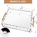 Acrylic Scalloped Tray 14'' X 11'' Acrylic Serving Tray with Magnetic Mat and Handles for Customizable Picture, Clear Acrylic Tray for Bathroom Kitchen Living Room Decor Vanity Perfume