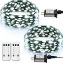 2 Pack Fairy String Lights Plug in 33Ft 100 LED, IP68 Waterproof Christmas Tree Light with Remote Timer Christmas Lights with 8 Modes Dimmable Twinkle Lights for Xmas Indoor Decor (Cool White)
