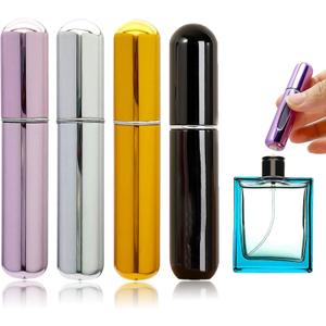 Travel Refillable Perfume Bottle - 8ML Perfume Refillable Bottle Atomizer Sprayer for Perfume Small and Portable, Easy to Filling Suitable for Traveling Outgoing(4pcs, 8ml) (Silver)