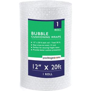 12 inch x 20 ft Bubble Cushioning Wrap, Perforated Every 12" Protective Packing Moving & Shipping Supplies for Boxes & Fragile Items