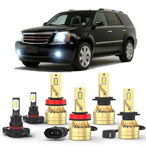 cayrsk Fit For GMC Acadia 2007 2008 2009-2011 2012 6PCS LED Bulb,H7 H11 Hi Lo Beam lights +H16 Fog Light Bulbs,6000K White,Plug and Play