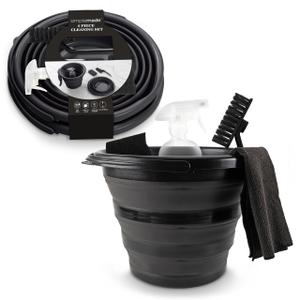 SIMPLEMADE Collapsible Bucket Cleaning Set - Includes 2 Foldable Buckets, Spray Bottle, Rag, Scrubbing Brush and Sponge - Holds Up to 10 liters, Easy Storage, All-Purpose Cleaning Solution
