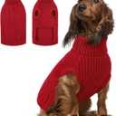 Queenmore Dog Sweaters for Medium Dogs Girl, Medium Dog Sweater, Christmas Clothes for Doggy, Soft Turtleneck Pet Pullover for Winter Fall, Warm Sleeveless Pet Winter Jacket, Red,M