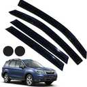 Rain Guards for Forester 2014-2018, Tape-on Side Window Deflectors for Subaru Forester, Window Visors for Subaru Cars, Car Accessories 4 Rain Guards 2 Car Coasters