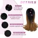 Short Drawstring Ponytail Hair Extension for Black Women 14 Inch Straight Ponytail with End Curls Synthetic Fake Hairpieces Golden Auburn with Black Root