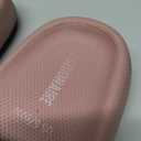 CUSHIONAIRE Feather EVA Slides for Women – Comfortable Slip On Womens Slippers, Indoor Outdoor Shower Shoes, Beach Essential Cloud Slides, Size 6