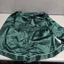 WJing Yi Jia 5Pcs Womens Silk Satin Pajamas Sets Long Pj Sets Button Down Pjs Set Loungewear Sleepwear (Green, XL)