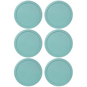 Replacement Lids fits Pyrex 4-Cup Glass Food Storage Container Bowls, 6-Inch Plastic Round Lids Covers for Pyrex 7201-PC, Airtight & Leakproof (6-Pack, Turqoise)