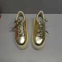 LUCKY STEP Women's Platform Fashion Sneakers Classic Wedge Canvas Casual Low Top Retro Walking Shoes(Gold, 7 US)