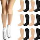 Giegxin 8 Pairs Figure Skating Socks Ice Skating Socks for Girls Women Roller Skate High Tight Knee Light Opaque Nylon Sock for Kids, One Size