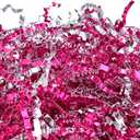 PAPER FAIR 1 LB Metallic Pink and Silver Duo Crinkle Cut Paper, Easter Grass Raffia Tissue Paper Filler Shred Strand Craft Bedding Cushion, Christmas, Birthday, Valentines Day for Gift Basket Boxes