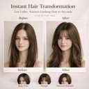 Hair Toppers for Women Real Human Hair, 360 3D Human Hair Toppers for Women with Thinning Hair Upgrade Middle Part Clip in Bangs (Chestnut Brown(Big Coverage), 12 Inch-3D-Wispy)