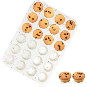 CAKETIME Silicone Mini Muffin Pan, 24 Cups Nonstick Mini Cupcake Pan for Baking Muffin, Cupcake, Egg Bites, Fat Bomb, 1 Pack Confetti