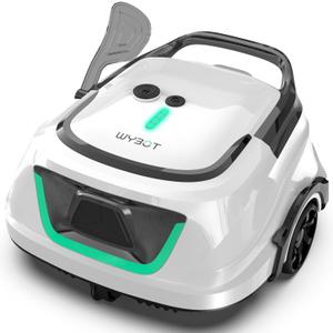 (2025 Upgraded) WYBOT A1 Pool Vacuum for Above Ground Pool, Cordless Robotic Pool Cleaner with 120 Mins, Double Filtration, Dual Motors, Fast Charging, Ideal for Above Pools, White & Green