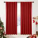 Deconovo Blackout Curtains Back Tab and Rod Pocket Thermal Insulated Room Darkening Curtains for Kitchen Window 52Wx54L Inch True Red