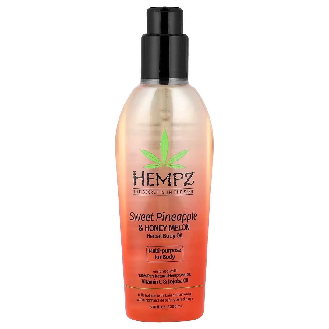 HEMPZ Sweet Pineapple & Honey Melon Herbal Hydrating Multi-Purpose Body Oil for Body - Moisturizing Bath, Shower, or Shaving Oil for Dry or Sensitive Skin for Women & Men, 6.76 Oz
