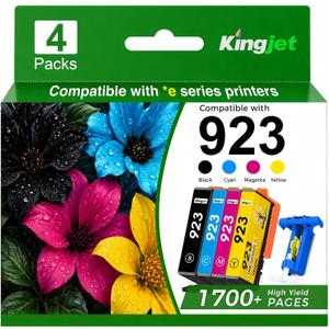 923 Ink Cartridges for HP Printers Compatible for HP 923 Ink Cartridges Work for HP OfficeJet Pro 8135e 8130e 8125e 8138e 8139e 8120e Ink Cartridges Without Chip (4 Pack, Black Cyan Magenta Yellow)