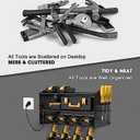 WellMall Power Tool Charging Station - 3 Layer Wall Mount Power Tool Organizer with Charging Station for Power Drill, 6AC Outlets, Great as Heavy Duty Tool Rack & Tool Holder for Garage Organization (Black-Metal Sheet Panels)