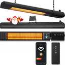 Ceiling Electric Outdoor Heater Wifi Control Wall-Mounted Hanging Patio 1500W Infrared 9 Heat Levels, 24H Timers, Carbon Fiber Tube Heating Wall Heater for Gazebo, Balcony (Clear Quartz Glass)