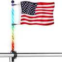 2FT American Boat Flag Pole with Light, Stainless Steel Flag Pole with Rail Mount Holder for 0.86''-1.25'' Round Rails, Lighted Boat Flag for Boats（Includes 12'' x 20'' Flag）