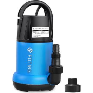 FOTING Sump Pump 1HP Clean/Dirty Submersible Water Pump, 4600GPH Utility Pump Thermoplastic Electric Portable Transfer Water Pump for Swimming Pool Garden Pond Basement with 10ft Long Power Cord