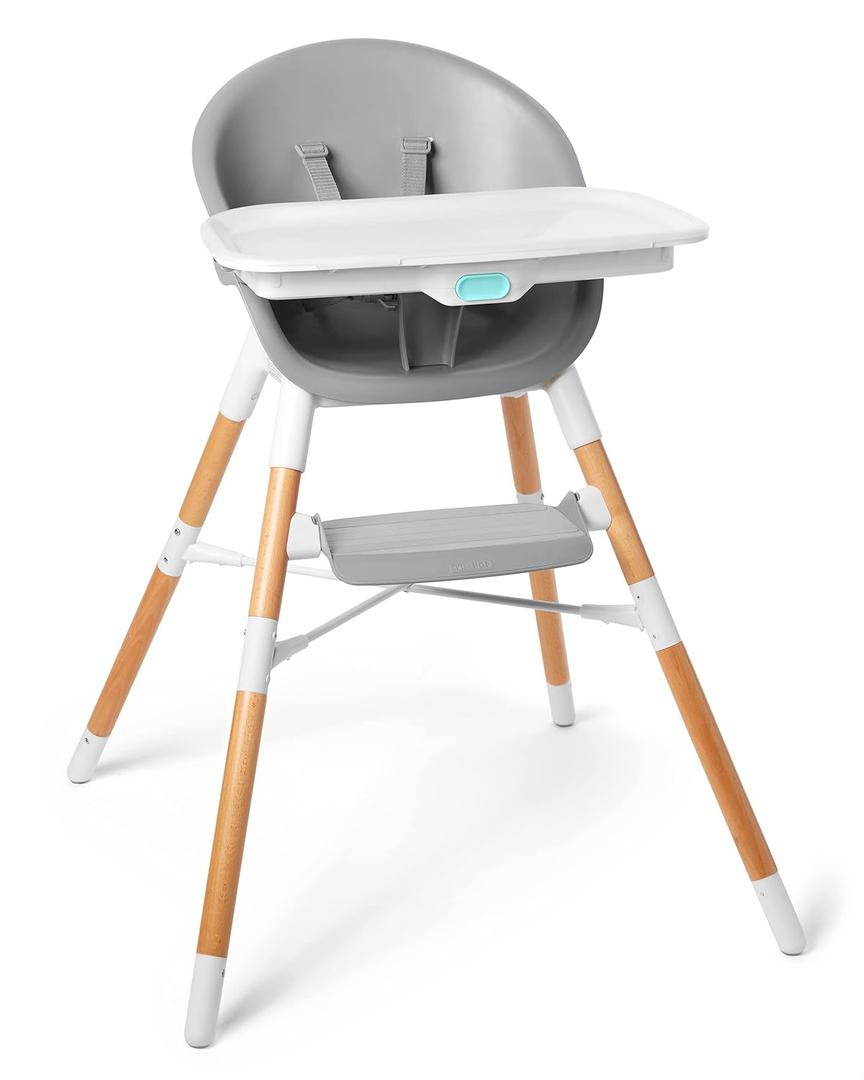 Skip Hop Baby High Chair 4 in 1 Convertible High Chair, EON, Grey/White