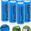 Henreepow LiFePo4 Battery 14430, 3.2v Rechargeable Solar Batteries, 500mAh LiFePo4 Battery for Outdoor Solar Garden Lights, Shaver, Flashlight, Toothbrush (6pack-Not AA Size)