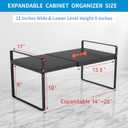 11" Deep Expandable Cabinet Organizer Shelf Riser, 14-25" Adjustable Heavy Duty Metal Pantry Storage Rack for Kitchen Cupboard, Under Sink & Countertop, 10" High Space Saver, 2-Pack Black