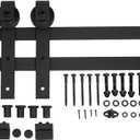 AmazonBasics Sliding Barn Door Hardware Kit, 6.6 Foot, J Shape, Black 1/2 
