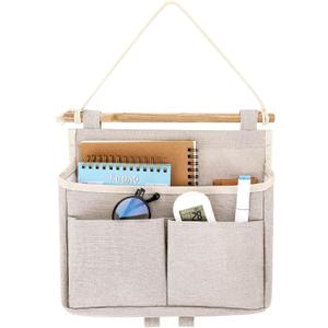 Jeffdad Hanging Canvas Organizer, Wall Door Closet Hanging Storage Bag Organizer Wall Mount Storage for Bedroom Bathroom Office Kitchen(White)
