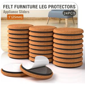 Chair Leg Floor Protectors for Hardwood Floors Stronger Felt and EVA Furniture Pads Prevent Floor from Scratches Reduce Noise Furniture Sliders for Hardwood Floors Pack of 24 1 Inch (25mm)