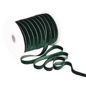 Dark Green Velvet Ribbon 3/ 8'' 50 Yards Velvet Fabric Vintage Ribbon for Christmas Tree, Gift Wrapping, Flower Bouquet, Wreath Decorations, Bow Making (Dark Green, 3/ 8"-50 Yard)
