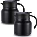 Ziliny 2 Pcs 27 oz Thermal Coffee Carafes for Keeping Hot/cold Stainless Steel Small Coffee Creamer Container Double Wall Vacuum Insulated Tea Pot Milk Beverage Dispenser for Party Home (Black)