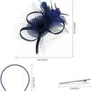 Fascinators Hats for Women Tea Party Hat with Feather Fascinator Hat Headband Derby Hats for Women Girls Tea Party (Blue)