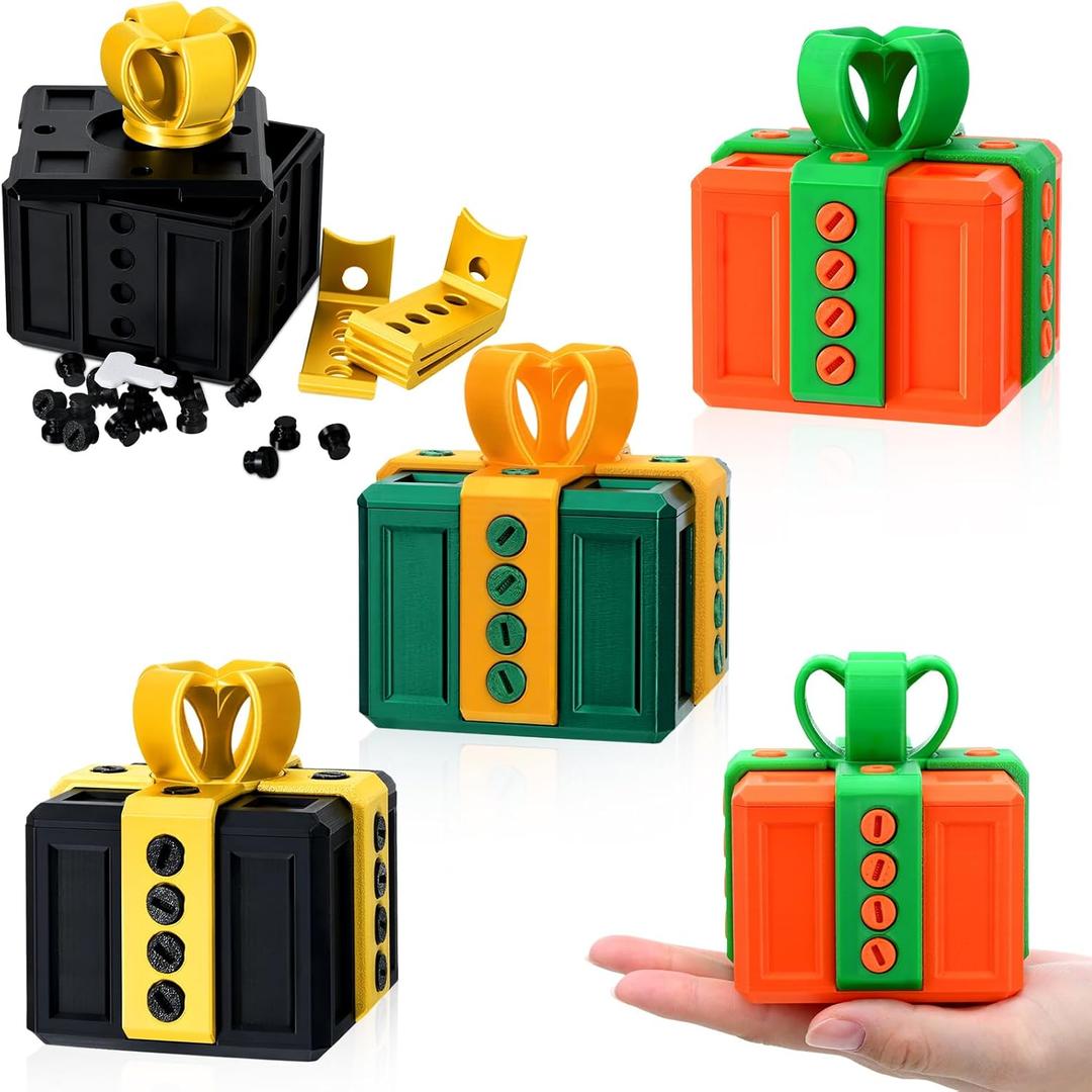 Leinuosen 3 Pack Annoying Nesting Gift Box with Screws, 3D Funny Prank Gift Box, Novelty Hilarious Money Card Container for Christmas Birthday Wrapping (Orange Green,Green Gold,Black Gold)