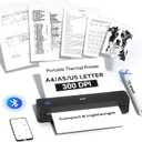 PRT Portable Printer Wireless for Travel, Thermal Inkless Small Bluetooth Mobile Printer, Support 8.5" X 11" US Letter, A4, Compatible with Phone, Laptop for Office, Vehicles, Home Use, 300 DPI, Black