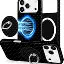 Jusy Compatible with Magsafe Polka Dot Phone Case for iPhone 11, Cute Aesthetic Magnetic Ring Holder Stand Case, Soft TPU and Hard PC Protective Phone Cover for Women Girls - Black Polka Dot