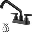Aolemi Utility Laundry Sink Faucet,4 Inch Centerest Laundry Faucets for Utility Sink,Laundry & Utility Room Sink Faucet,with Swivel Spout and NPT3/4 Threaded End,2 Lever Handles,Matte Black