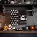 2 x Artoid Mode Black Ghost Spooky Halloween Kitchen Towels Dish Towels, 18x26 Inch Quick Dry Microfiber Cloth Hand Towels for Kitchen Drying Set of 2