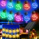 Solar String Lights Outdoor Waterproof,50FT 25LEDs Warm White & Multicolor Hanging Lights G40 Globe Solar Powered String Lights Outdoor with 8 Modes,Timer,Solar String Light for Outside Patio Yard