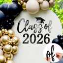 Novabright Class of 2026 Sign for Backdrop Black Acrylic Mirror Decal Letter Sticker Graduation Decor for Grad Party, Congrats Grade 2026 Grad Party Graduation Event Planner Vinyl Decal